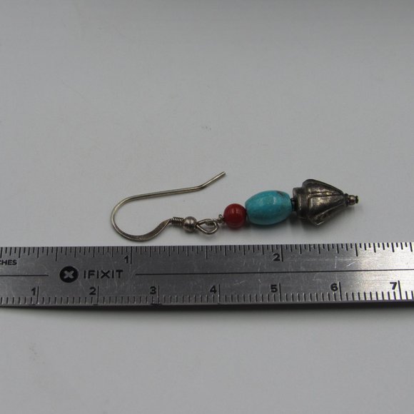 Sterling Silver Special Blue Stone Dangle Earrings - Picture 4 of 5